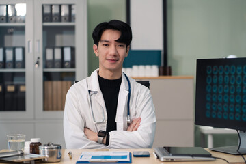 Successful medical doctor male. Health care.
