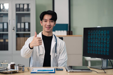 Successful medical doctor male. Health care.