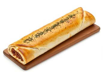 Savory Meat-Filled Empanada on Wooden Board Ready to Enjoy a Delicious Bite