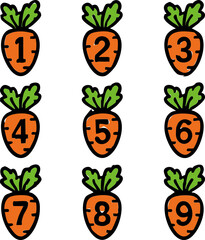 Carrot Number Sticker Set