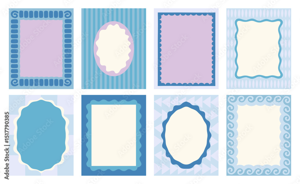 Poster vector set of hand drawn cut out style frames and borders - abstract design elements for wedding, bi