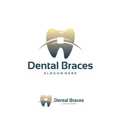 Dental braces  design with a tooth and brackets.