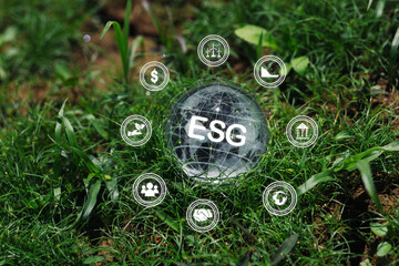 ESG Principles and Icons Representing Sustainable Business Practices