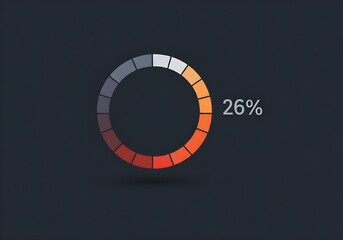 Circular progress indicator showing twenty six percent completion on a dark gray background