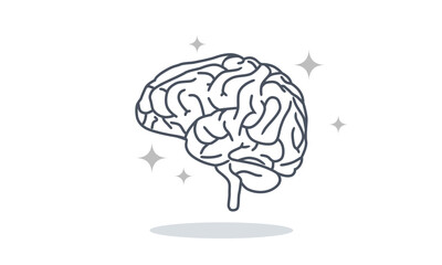 Simple line drawing of a human brain.