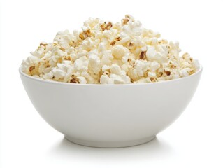 Close-up of bowl filled with popcorn on white background
