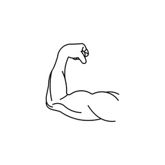 Line drawing of a flexed arm.