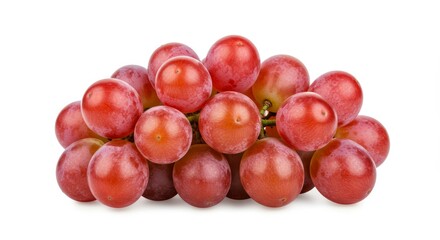 Fototapeta premium Vibrant cluster of ripe red globe grapes isolated on a pristine white background