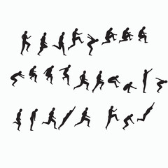 set of silhouettes of people in different actions