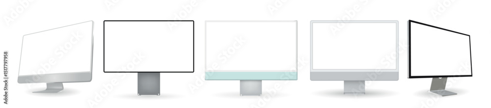 Poster Monitor with empty display, realistic set device screen mockup