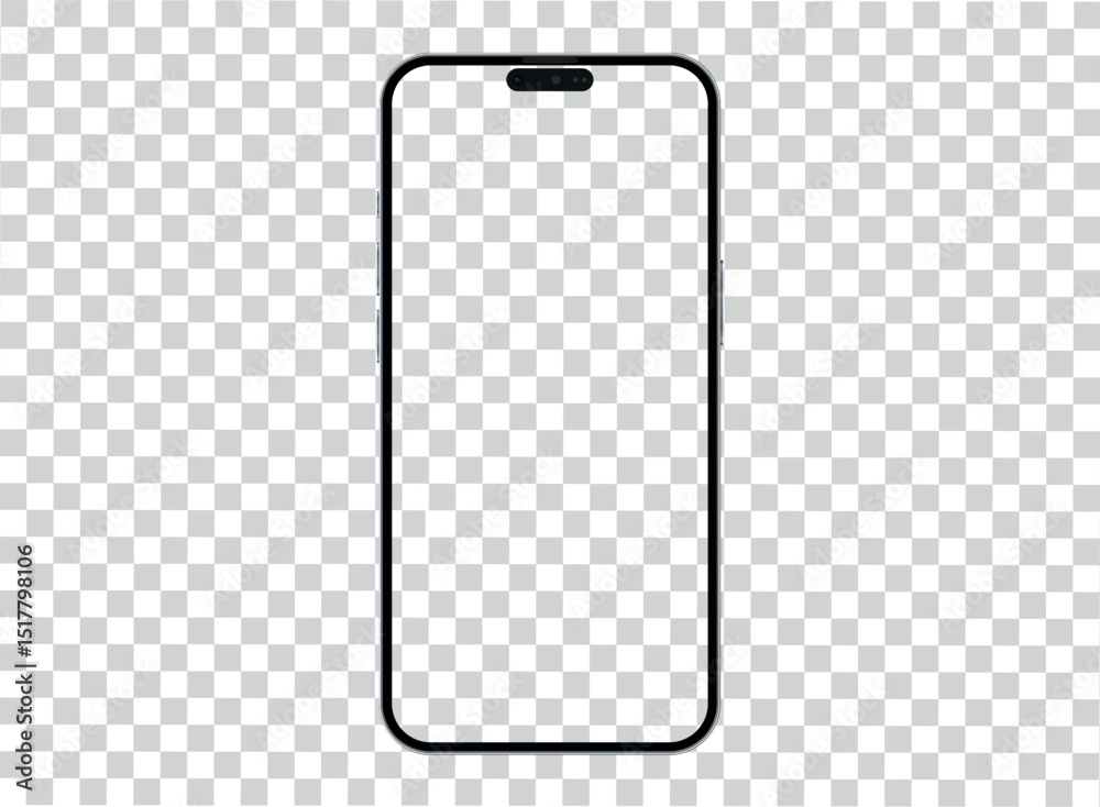 Poster Mockup smart phone 16 generation vector. Screen Transparent and Clipping Path isolated for Infographic Business web site design app