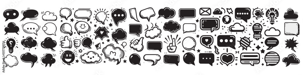 Aufkleber Speech Bubble set. Talk bubble. Blank empty vector white speech bubbles. Speak bubble text, cartoon chatting box, message box. Cartoon balloon word design