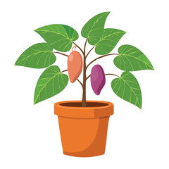 Potted Vegetable Plant Illustration
