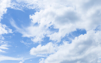 White cloud over blue sky background, weather and season, nature sky background