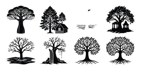 Decorative Tree Silhouettes – Landscape & Woodland Clipart

 