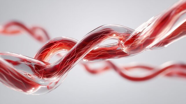 Cord Blood Awareness Month, illustration. 3D render of umbilical cord with blood vessels, concept of cord blood stem cells