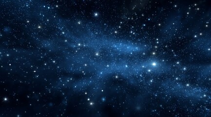 Dark Blue Cosmic Nebula With Twinkling Stars
