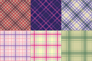 Multicolor  Gingham and Plaid Fabric Pattern Collection &ndash; Seamless Textile Design Set with Classic Checkered Styles for Fashion, Crafts, and Digital Projects