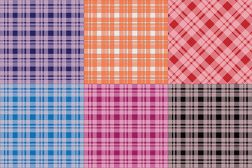Multicolor  Gingham and Plaid Fabric Pattern Collection &ndash; Seamless Textile Design Set with Classic Checkered Styles for Fashion, Crafts, and Digital Projects