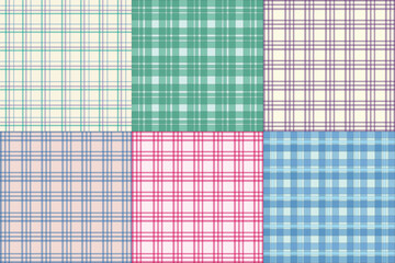 Multicolor  Gingham and Plaid Fabric Pattern Collection – Seamless Textile Design Set with Classic Checkered Styles for Fashion, Crafts, and Digital Projects