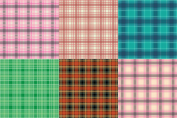 Multicolor  Gingham and Plaid Fabric Pattern Collection &ndash; Seamless Textile Design Set with Classic Checkered Styles for Fashion, Crafts, and Digital Projects
