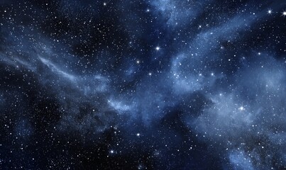 Naklejka premium Dark Blue Nebula Space Background with Stars
