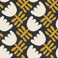 Trendy minimalist seamless botanical pattern with abstract creative hand drawn composition