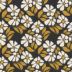 Trendy minimalist seamless botanical pattern with abstract creative hand drawn composition