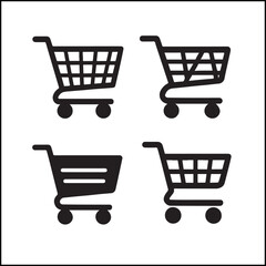Shopping cart icon silhouettes vector set