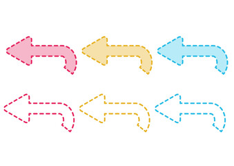 カラフルなカーブする矢印アイコンセット