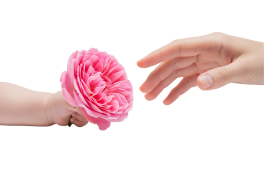 Hands Sharing a Pink Flower – Gesture of Kindness and Connection