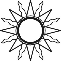 antique sun illustration; vintage solar depiction