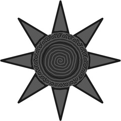 antique sun illustration; vintage solar depiction