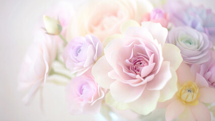 Fototapeta premium Delicate Floral Design in Soft Pastel Colors