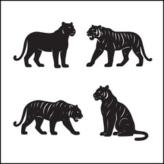 Variant tiger silhouettes vector pack