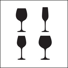 Wine glass silhouettes vector bundle