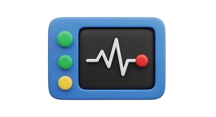 3d render of a cartoon heart rate monitor