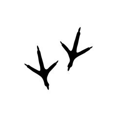 Two Turkey Track or Footprint silhouette vector flat illustration on white background.