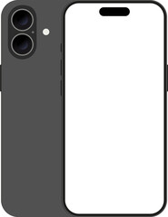 Smartphone Mockup – Front and Back View in Black. Ideal for UI, app, and website design presentations. Vector EPS 10