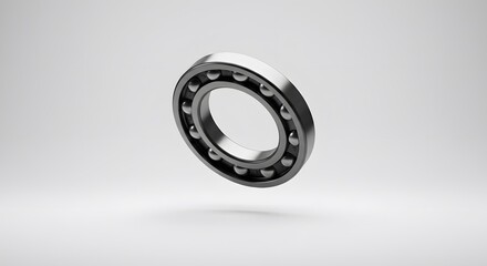 Precisely Crafted Ball Bearing:  A 3D Render of a Metal Ball Bearing in Isolation