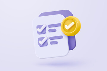3d check mark sign icon on bubble. check list button best choice for right, success, tick, accept, agree on application. 3d choose correct icon vector with shadow render illustration