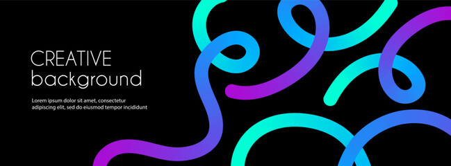 Creative background with colorful gradient twisted lines. Vector abstract dark bright ribbons pattern for covers, presentations, banners