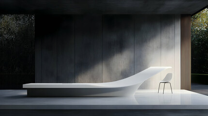 Modern Abstract Interior Design With White Sofa And Concrete Wall