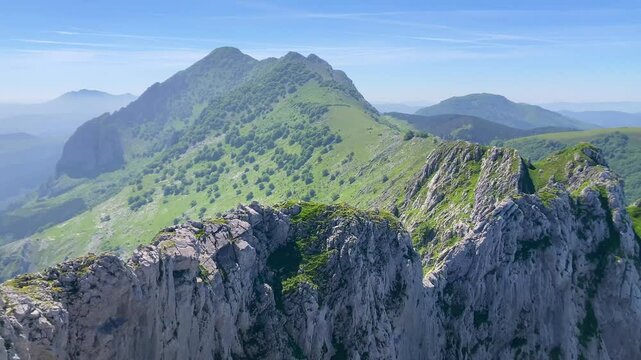 Mount Anboto and the Alluitz ridge in Urkiola Natural Park, Basque Country, Spain