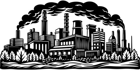 vector illustration of industrial factory