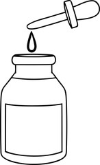 A small glass serum bottle vector illustration, small glass serum bottle line art, small glass serum bottle silhouette vector graphics design
