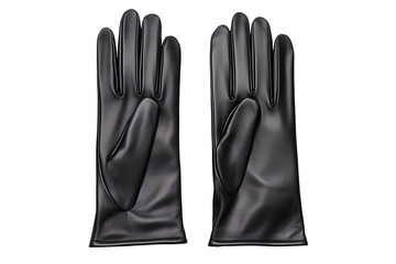 A Pair of sleek black leather gloves, elegant and stylish hand protection, isolated on transparent background