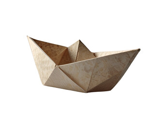 brown paper boat isolated on transparent background