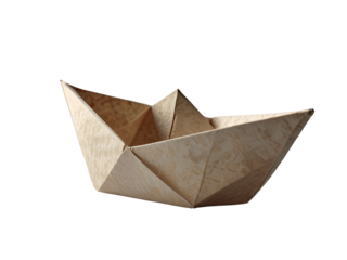 brown paper boat isolated on transparent background