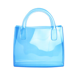 Blue silicone shopping bag. Transparent bag isolated on white background. Clipping path included